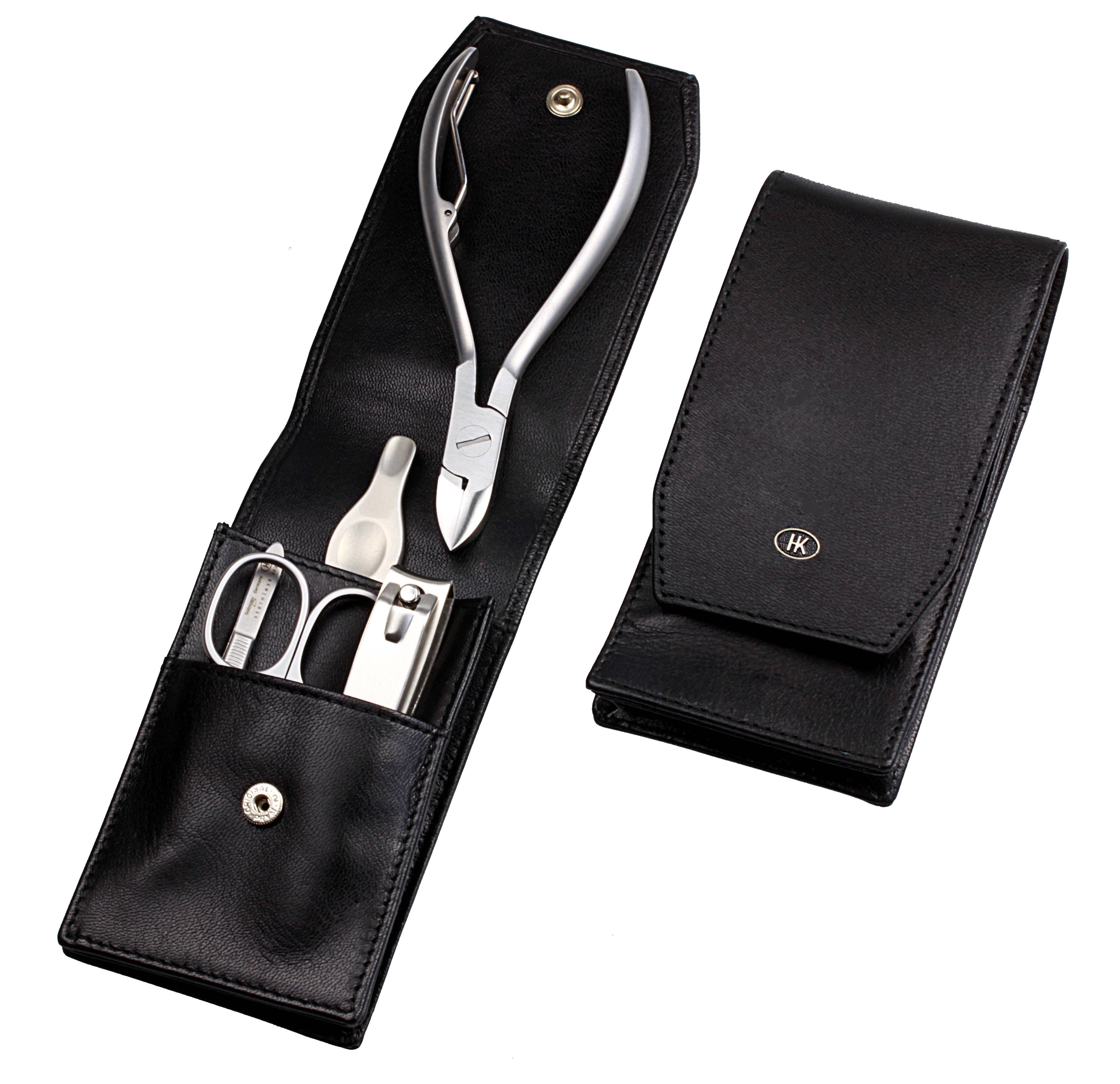 Manicure-Etui: 5-tlg. Bestückung, rostfrei-edelmattiert; Nappa-Ziegenleder, schwarz