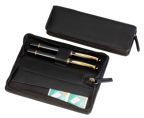 Stift-Etui mit Reißverschluss, für zwei Schreibgeräte, schwarz